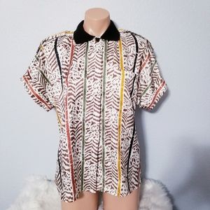 Vintage 80's 90's retro animal print glam blouse